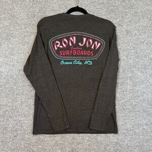 Ron‎ Jon Surf Shop Shirt Adult Medium Gray Crewneck Logo Surf Long Sleeve Tshirt
